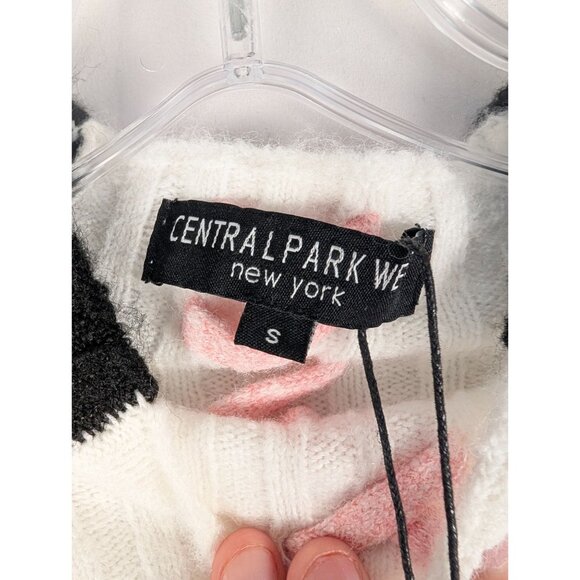 Central Park West Sweater Womens Small Black/White Bobbie Whipstitch Mock Neck - Picture 3 of 7